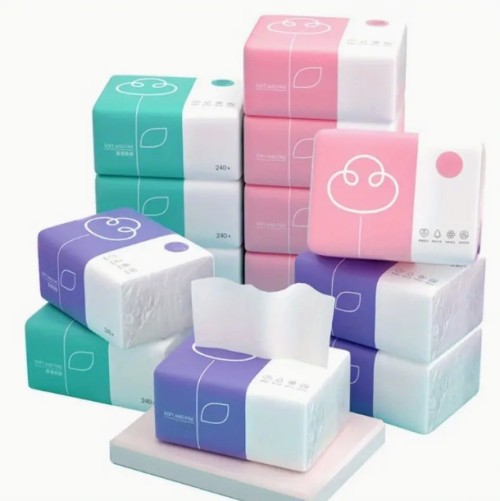 6팩 구매, 프리미엄 티슈 페이퍼, 240매/팩, 4겹 얼굴 티슈, 저렴한 가정용 포장지, 내구성 있는 흡수성 냅킨 – 집, 기숙사, 사무실 및 야외 사용을 위한 완벽한 청소 동반자